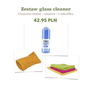 Chemotion glass cleaner + 3 szt mikrofibra + rękawica
